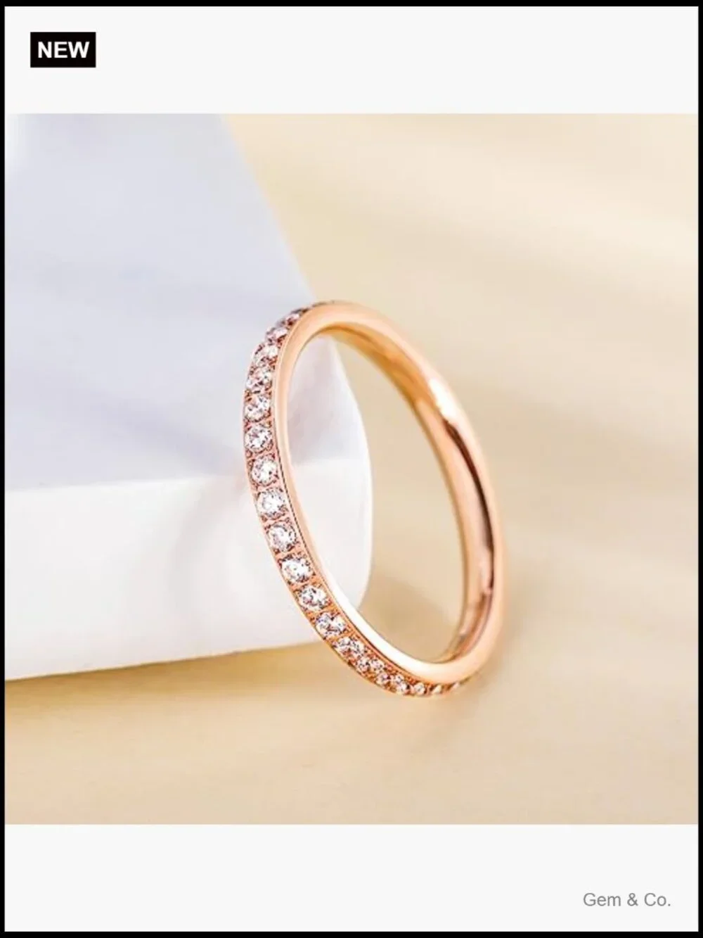 Titanium Cubic Zirconia Eternity Band Ring Size 9 Wedding Engagement